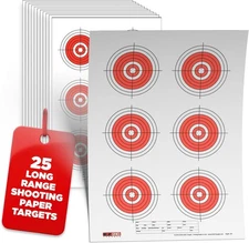 25, 50, 75 Yard Rifle Targets (25 Pack), Long Tear-off Pad of EZ2C Red 