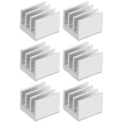 6x Kühlkörper 7x7x6mm Alu mit therm. blauem Aufkleber weiß - Bild 1 von 4