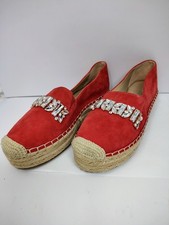 Karl Lagerfeld Paris Women s Red Embellished Espadrilles Platforms Slip On Shoes