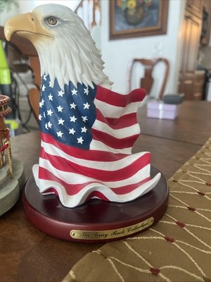 The Grey Rock Collection Bald Eagle American Flag wooden base