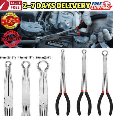 3x Hose Grip Pliers Set Ring Nose 9mm 14mm 19mm Jaw Long Reach for Narrow Spaces