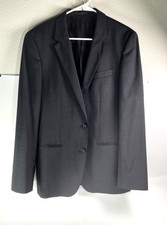 Hugo Boss Blazer Mens 38R Charcoal Gray Super110 Italy Woven 100 Virgin Wool