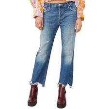 Free People We the Free Maggie Mid Rise Straight Jeans Sequoia Blue Size 26