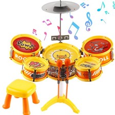 Toddler Drum Set with Chair - Mini Drum Toys for Kids Aged 1-3 Musical Learning