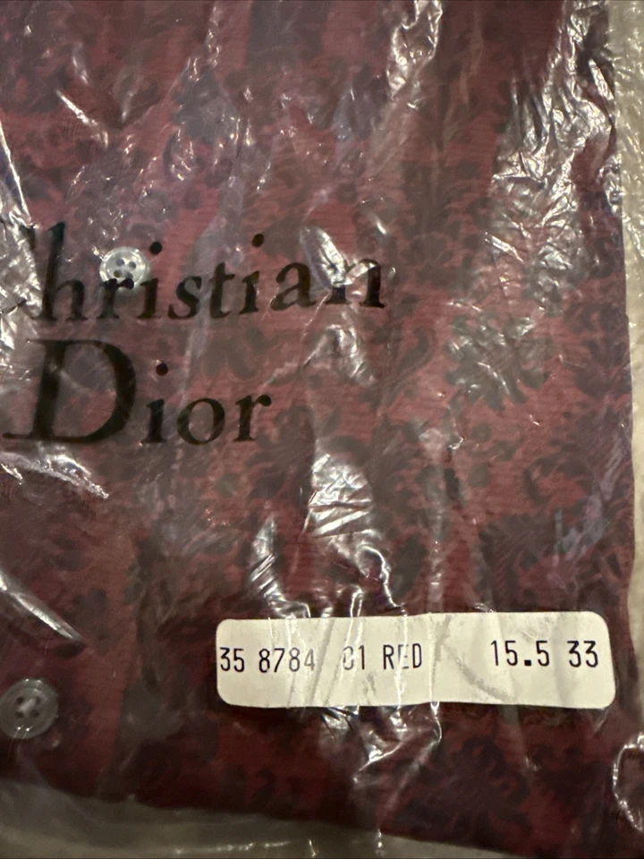 NUEVA Camisa de Vestir Christian Dior Para Hombres Blanca con Puños Franceses Talla 15.5 32/33 ALGODÓN Foto 2 de 4
