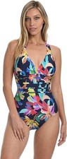 Size 12 La Blanca Tummy Control Cross Back One Piece Swimsuit Indigo By The Sea