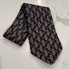 Zylos George Machado Men's Silk Necktie Gold Black Blue Geometric Made In USA