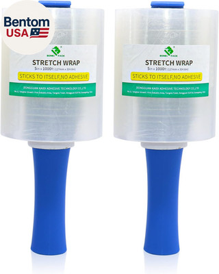 Clear Industrial Stretch Wrap Film 5'' X 1000Ft 2 Pack with Handle, 5'' X 1000Ft f