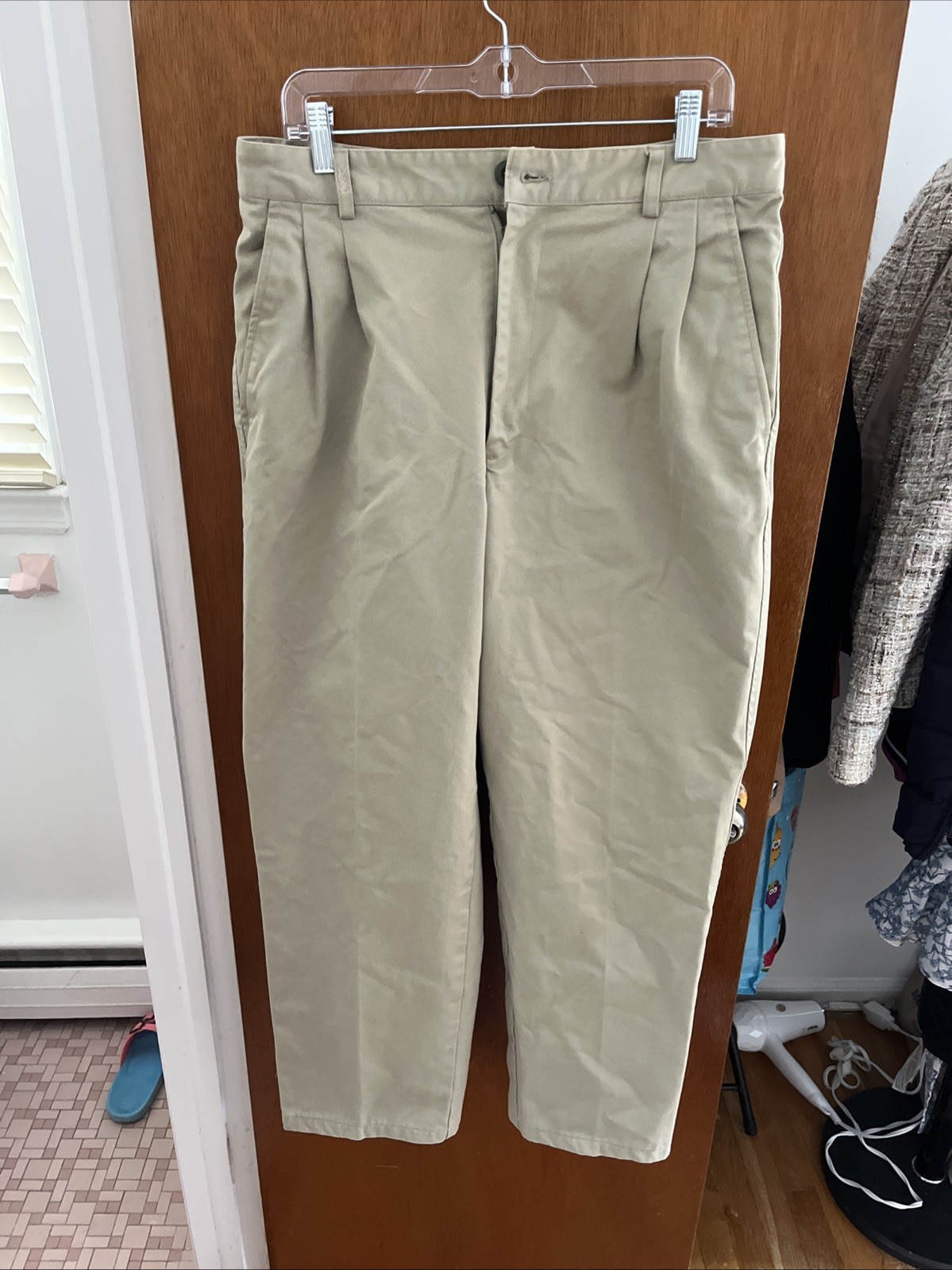 VINTAGE Yves Saint Laurent Pantalone Uomo 36x30 Beige Cachi YSL 100% Cotone