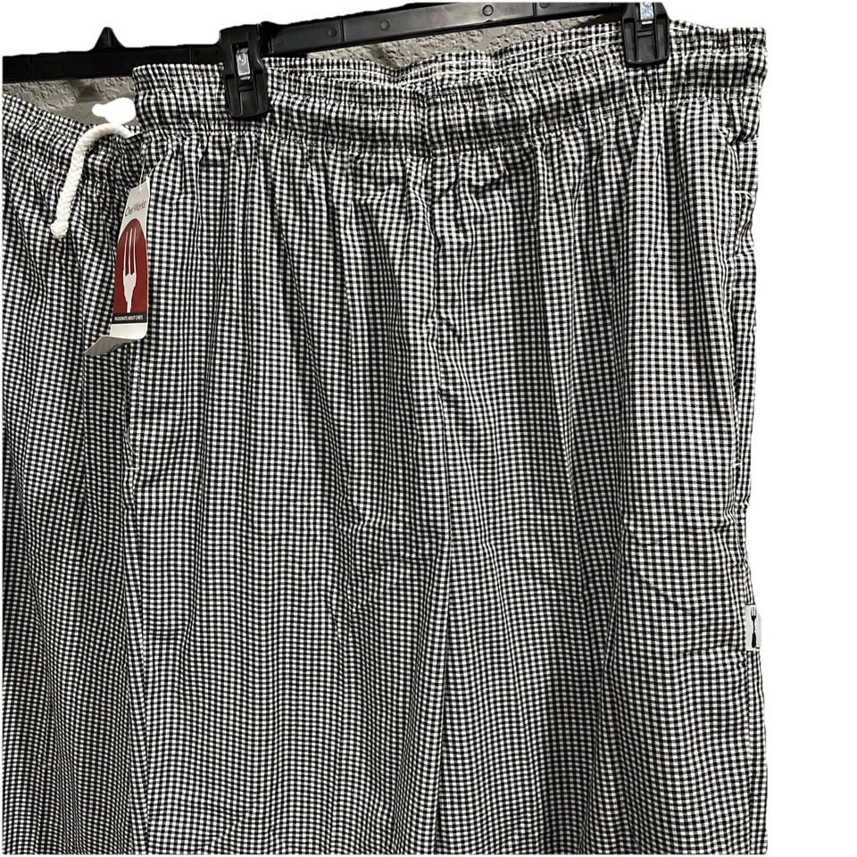 Chef Works Pants Men MEDIUM 34X36 Baggies Pockets Drawstring Check QTY 2 NEW - Image 3 of 4