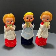 LOT of 3 Vintage 60&rsquo;s MCM JAPAN Kitschy Rubber Face Choir Singers Paper Cones