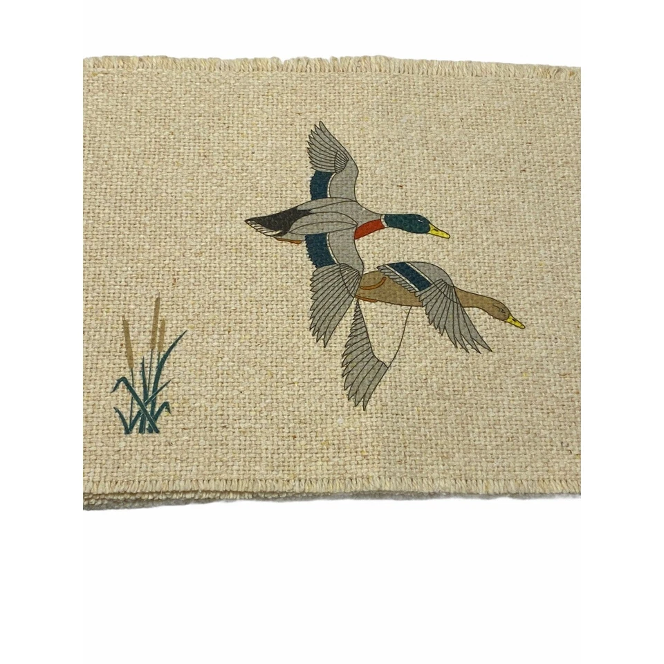 VTG Set of 4 Ivory Placemats  Handcrafts Ducks Print American Print USA - Image 4 of 4