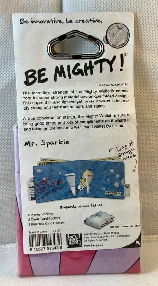 Tyvek Mighty Wallet Mr. Sparkle Simpsons BNIP New Sealed Rare - Image 2 of 2
