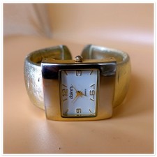 Vintage Claire's Ladies Cuff Watch Silver Gold Tone Quartz New Battery Working !