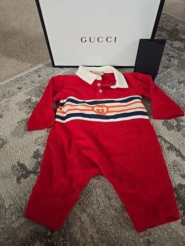 Nwot Gucci | Baby Cotton Romper 3/6 Months. Box, Reciept Red🔥🔥🔥