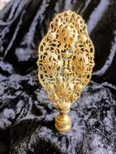 Hollywood Regency Filigree Brass Gold Lamp Finial Mid-century Modern MCM