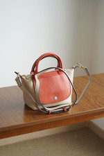 Longchamp Chili Red & Off-White Tote Bag with...