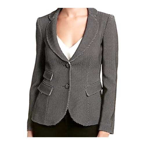 Giorgio Armani Collezioni Chevron Jacquard Blazer Black SZ 6 jacket - Picture 2 of 8