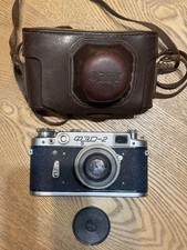 FED-2 Blue Soviet rangefinder Film camera industar 26m Good works cap