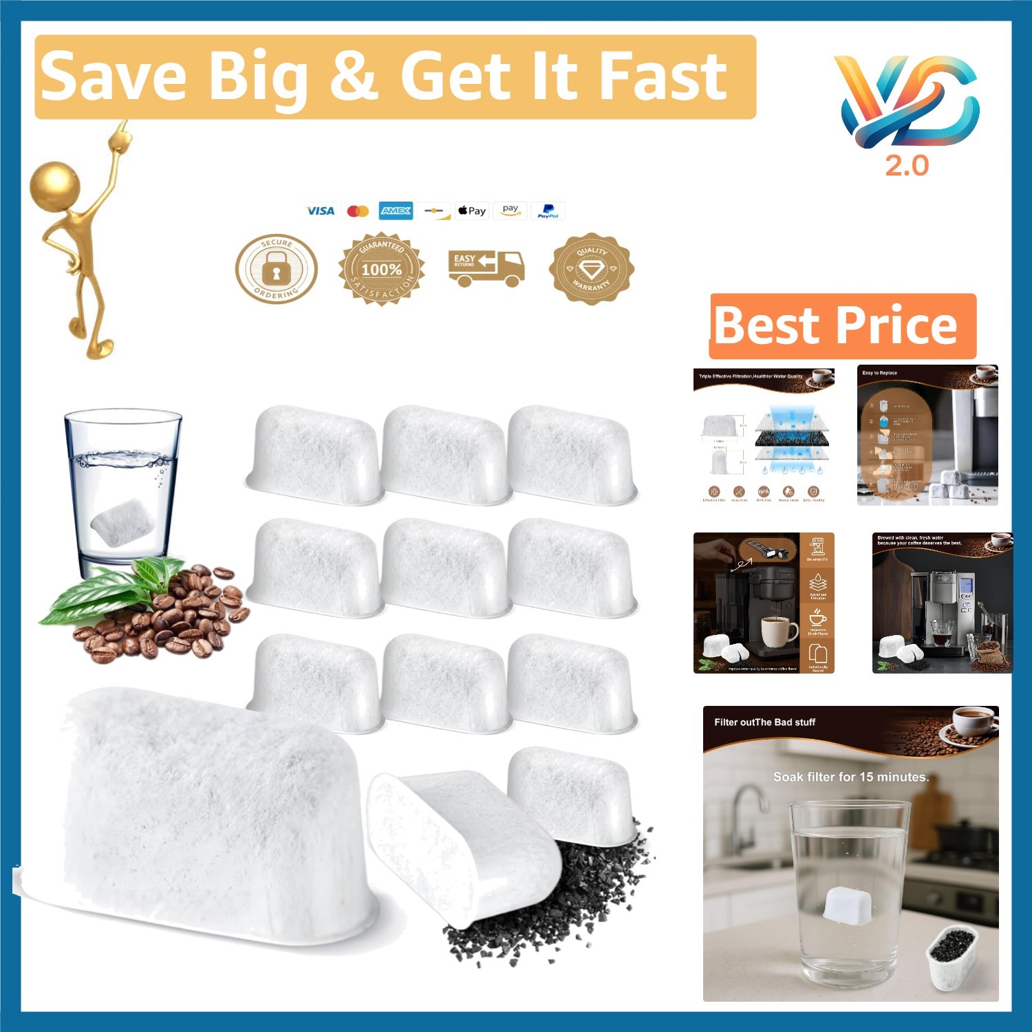 Water Filters Charcoal Fiber Replacement