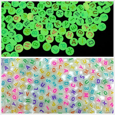 1000Pcs 4X7Mm round Letter Beads Acrylic Letter Alphabet Colorful Luminous