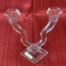 Vintage Nachmann Crystal Twin Arm Candle Holder 9”in - Tall . Made In Germany