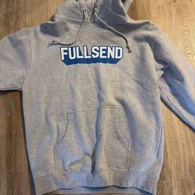 Grey Full Send Hoodie Blue Wording