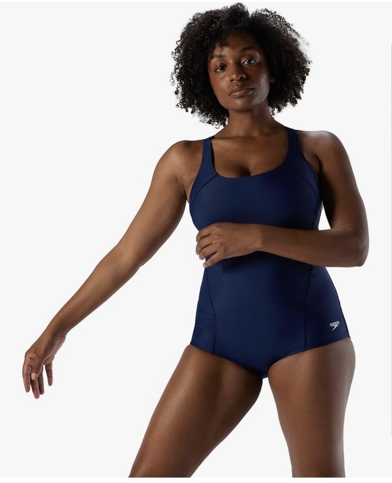 Speedo Powerflex Conservative Ultraback One Piece Swimsuit Navy - Size 10
