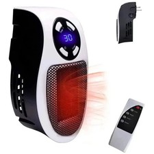 400W Plug In Wall Heater Electric Mini Room Radiator Warmer + Remote Low Wattage