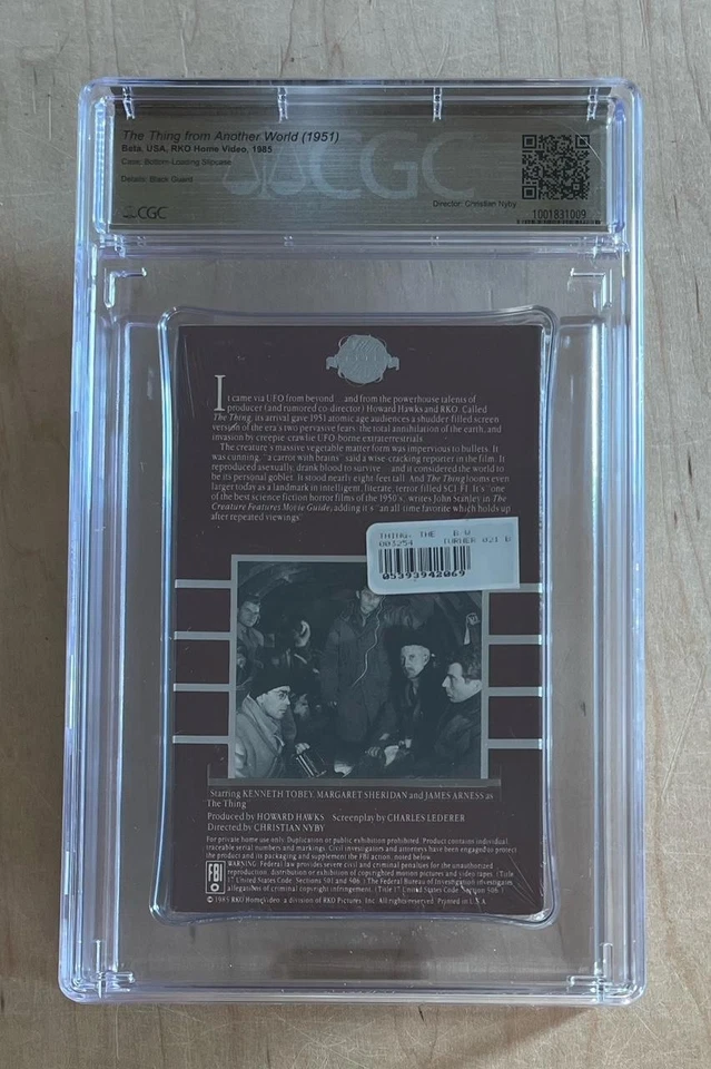 THE THING (1951) Sealed Betamax Horror Sci Fi Alien CGC Pedigree Grade 9.6 A+ - Image 3 of 3