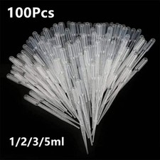100Pcs Laboratory Pipette 1ml 2ml 3ml 5ml Plastic Disposable Graduated Dropper
