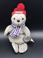 Coca Cola 1999 Vintage Bean Plush Seal w/ Scarf Hat SO Cute Has Tags