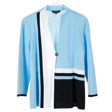 Ming Wang Colorblock One Button Knit Jacket Women's Large