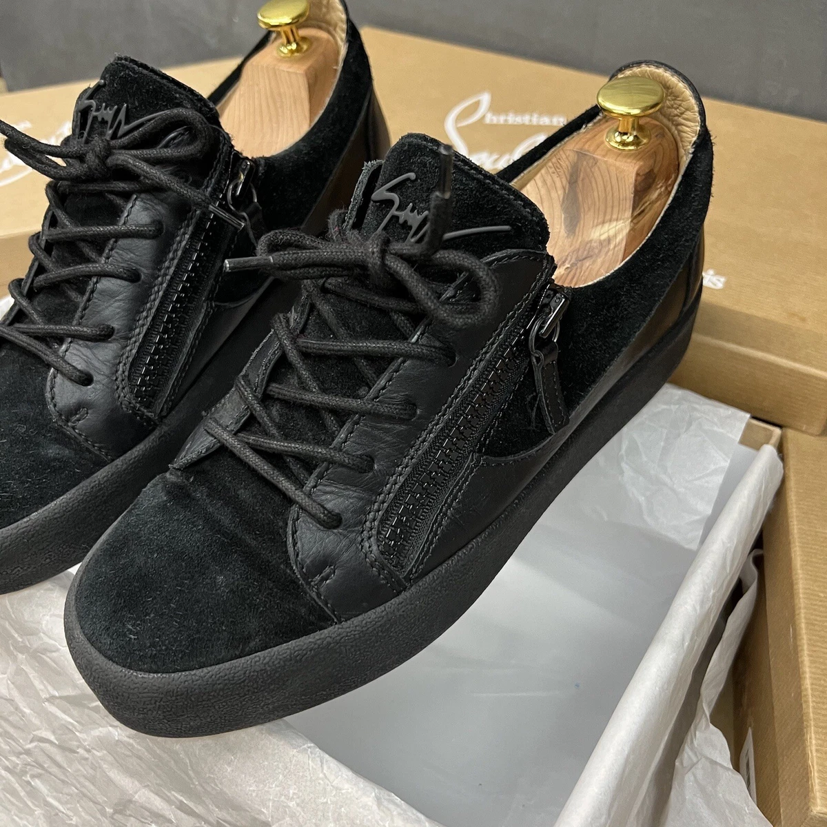 Authentic Giuseppe Zanotti black Suede Leather Sneakers 7 41