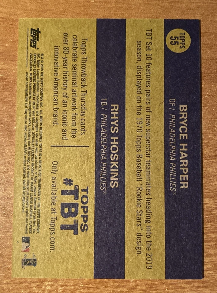 2019 Topps Throwback Thursday  #55 Bryce Harper/Rhys Hoskins - "New Teammates" - Image 2 of 2