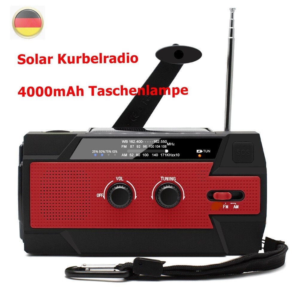 Kurbelradio Tragbares Solar Radio Notfall AM FM Radio mit USB Handyladefunktion