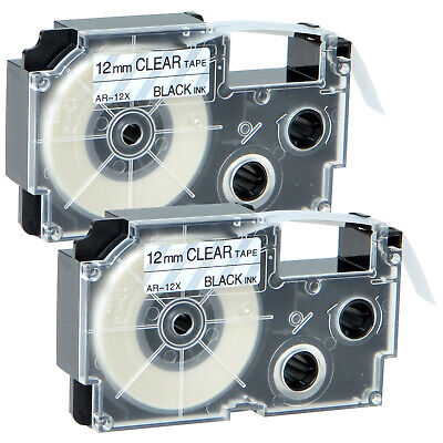 5PK Compatible Casio XR-12X Black on Clear Label Tape for EZ KL-8100 8200 12MM