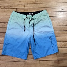 HOLLISTER Board Shorts Men 30 Blue Aqua Green Gradient Preppy Swim Trunks 30x9