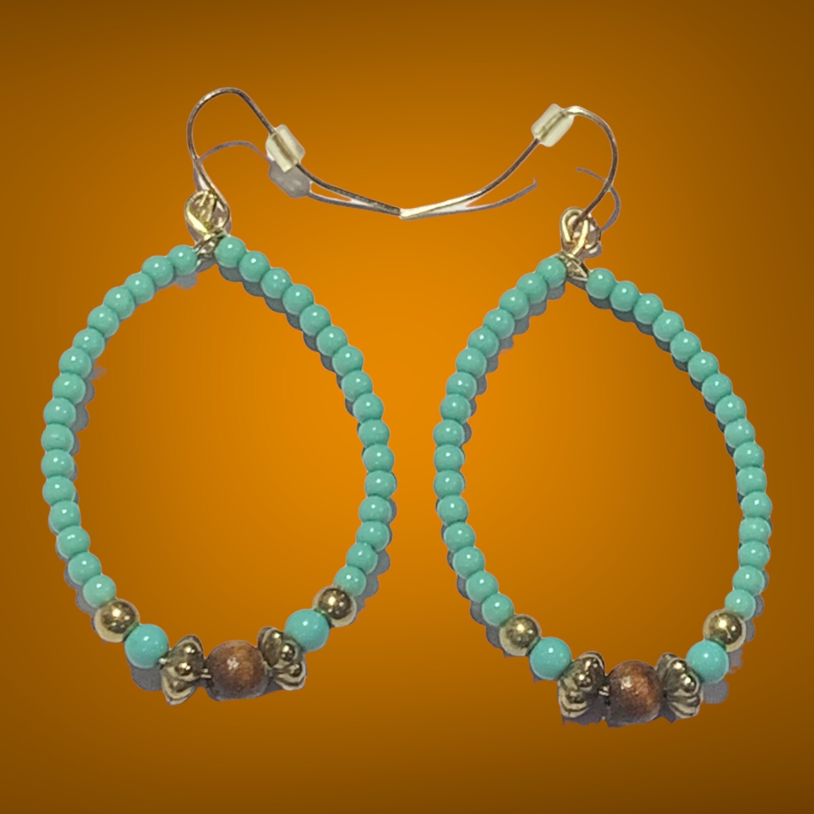 Green faux turquoise bohemian dangle earrings for women