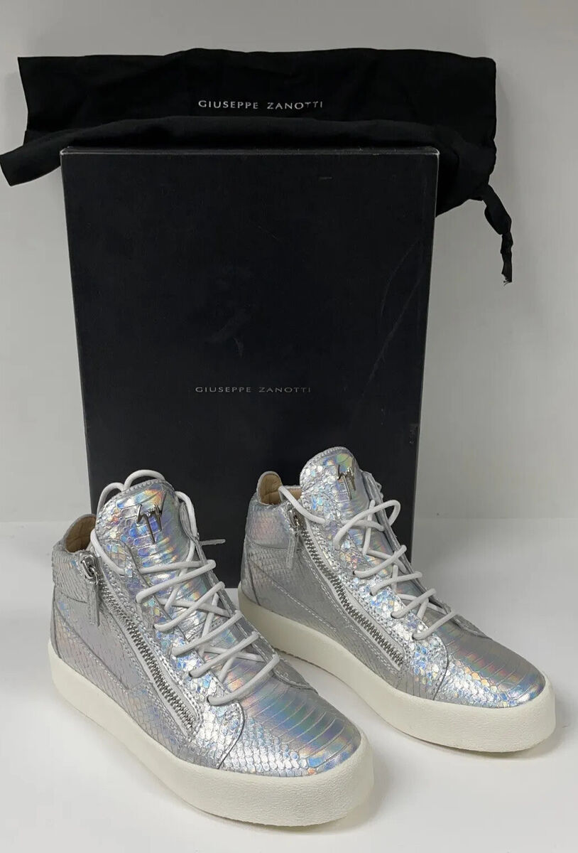 Giuseppe Zanotti Silver RW70009 Kriss Mid Top Sneakers Giuseppe Zanotti Silver RW70009 Kriss Mid Top Sneakers