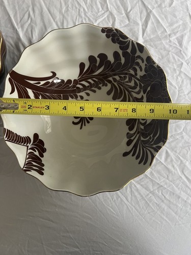 Kate Spade Lenox 2 Serving Bowls brown with gold trim With Brown Leafs - Picture 4 of 8