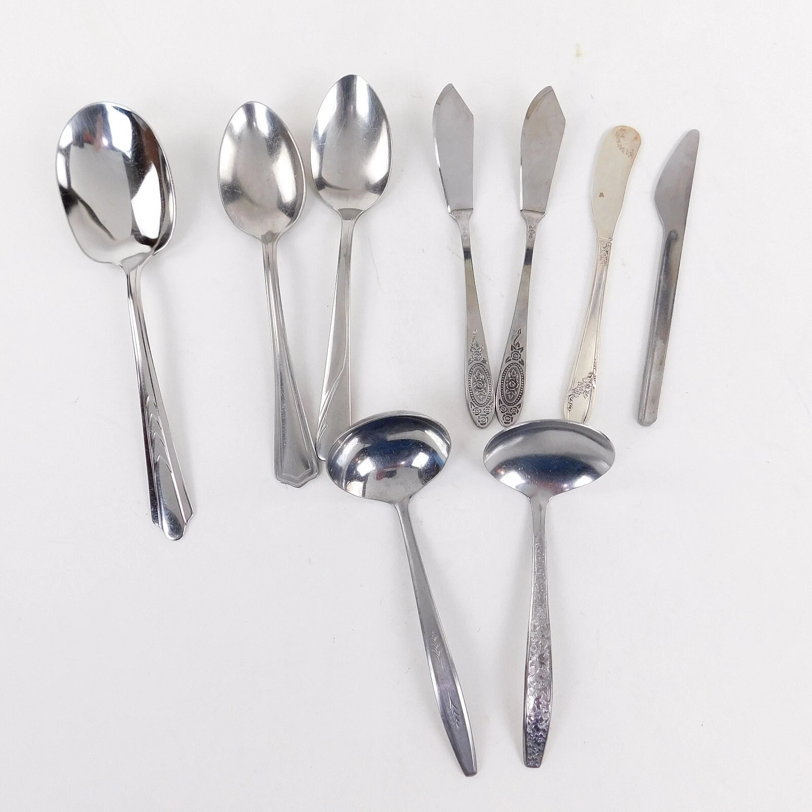 Flatware Stainless 8 Asst Serving Pieces 4 Spoons 2 Gravy 2 Serving 4 Cheese