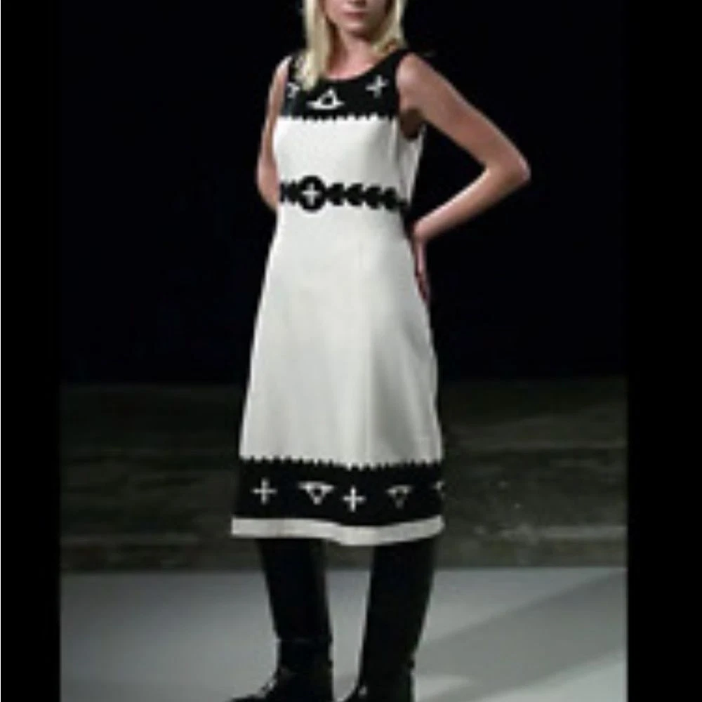 Abito Tory Burch lana panna e nero lunghezza media ginocchio