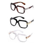 Clear Lens Glasses Square Retro Sunglass Gold Metal Accents Square Classic