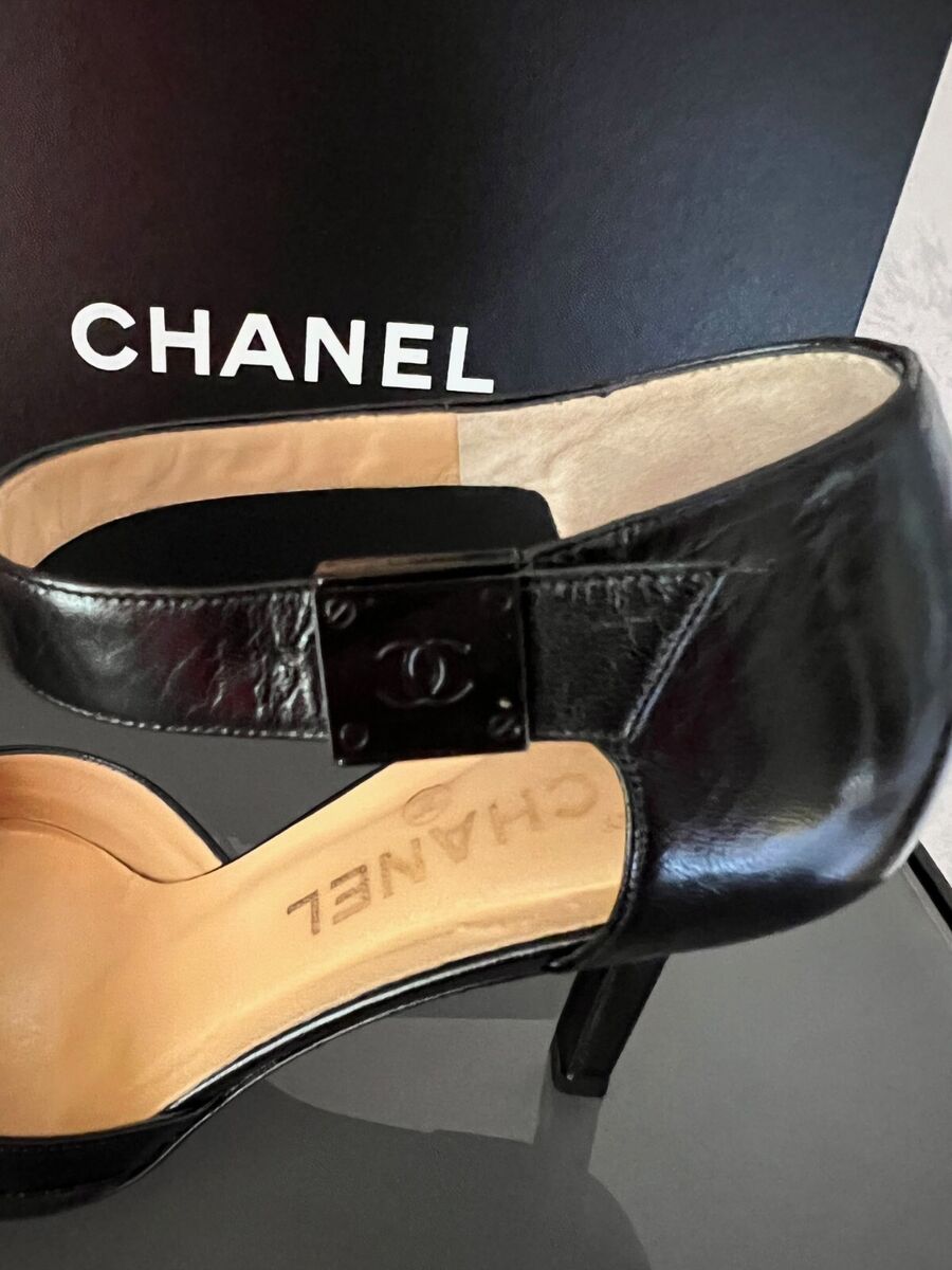 AUTHENTIC CHANEL SLINGBACK CLASSIC BLACK SHOES HIGH HEELS AUTHENTIC CHANEL SLINGBACK CLASSIC BLACK SHOES HIGH HEELS