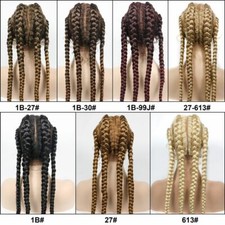 Long Box Braided Wigs 4 Braids Crochet Braids Lace Front Wig Baby Hair Heat Safe