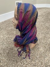 74  x21  100 Rayon. Infinity Scarf. Purple, Brown, Blue. Pretty, Feminine