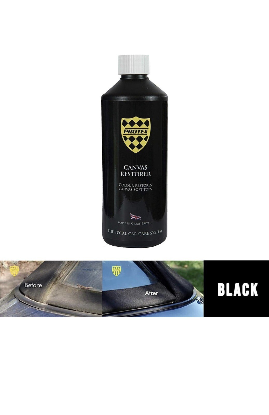 Protex World Convertible Soft Top Canvas Restorer Black 500ml Color