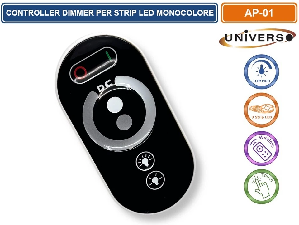CONTROLLER DIMMER PER STRISCE LED MONOCOLORE DC 12V-24V CON TELECOMANDO 3 CANALI - Immagine 4 di 4