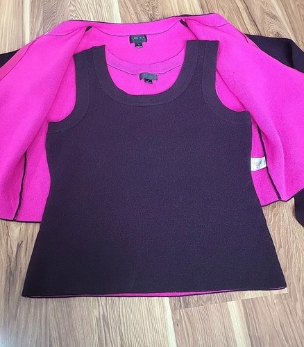 Carlisle Collection Wolle Kaschmir Mischung Cardigan Pullover Set Small Lila Rosa